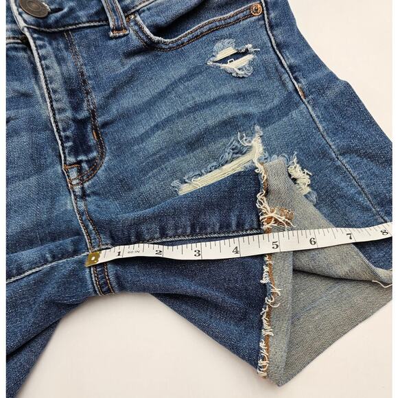 American Eagle Outfitters Women's Size 6 Next Level Distressed Midi Jean Shorts - Picture 5 of 8
